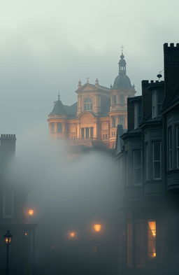 A soft, ethereal glow illuminating a vintage townscape reminiscent of Middletown