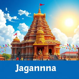 A vibrant, detailed depiction of the Jagannath Temple, showcasing its majestic architecture, intricate carvings, and the iconic chariot