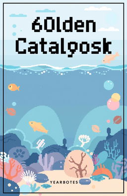 A modern pixel art cover for a yearbook titled '60lden Catalyst', featuring a serene ocean theme