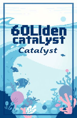 A modern pixel art cover for a yearbook titled '60lden Catalyst', featuring a serene ocean theme