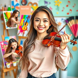 A charmingly attractive young woman with a bright smile and sparkling eyes, showcasing her various talents