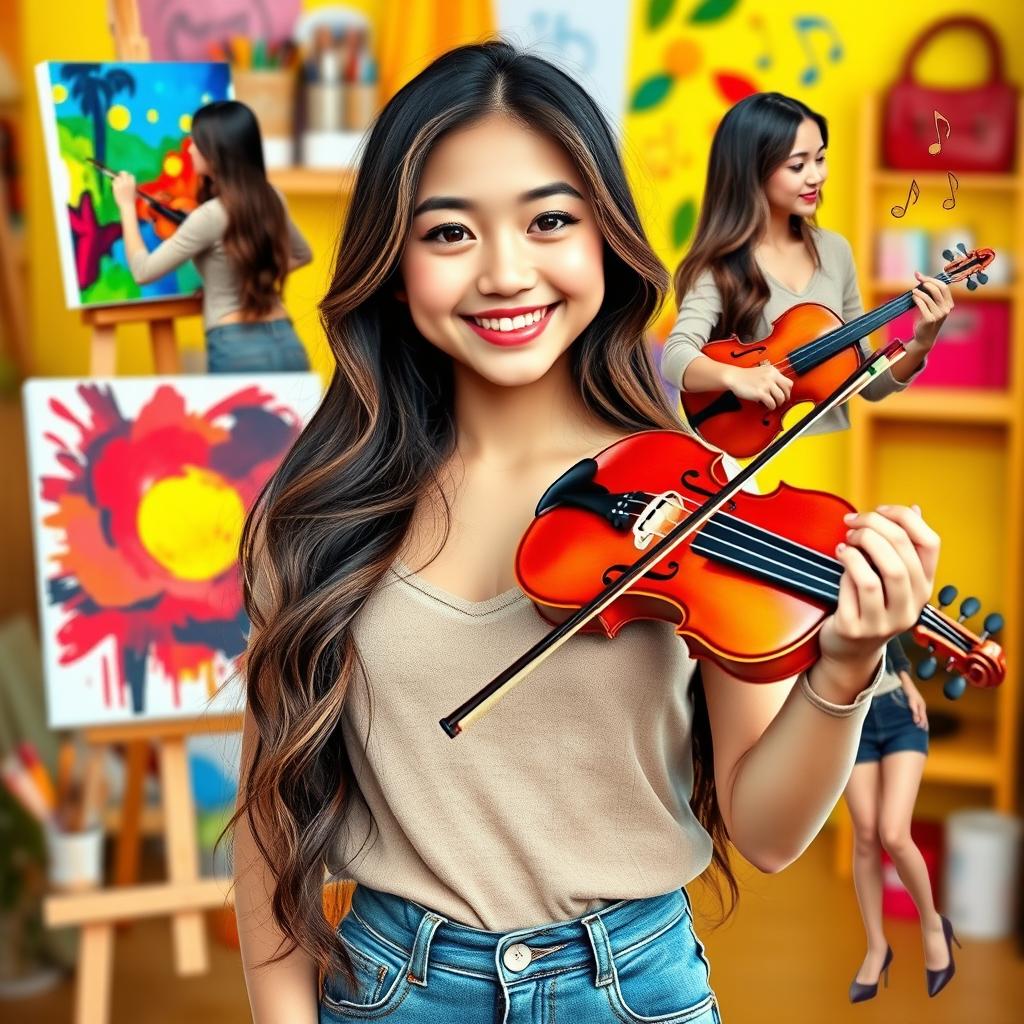 A charmingly attractive young woman with a bright smile and sparkling eyes, showcasing her various talents