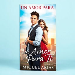 A captivating book cover showcasing a young man standing confidently facing forward, with a young woman lovingly holding him from behind