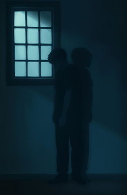 A digital painting depicting the shadow of a young man cast against a textured wall
