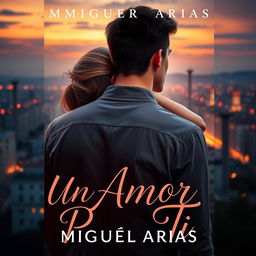 An artistic cover design featuring a young man seen from the back, with a young woman lovingly holding him from behind