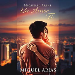 An artistic cover design featuring a young man seen from the back, with a young woman lovingly holding him from behind