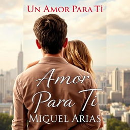 An artistic cover image featuring a young man seen from the back, with a young woman lovingly holding onto him from behind