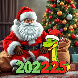 A beautiful bright Santa Claus dressed in a vibrant red fur coat with a fluffy white collar and a matching red hat, showcasing a large, soft white beard