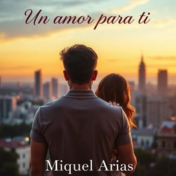 A romantic cover featuring a young man seen from the back, with a young woman gently holding him from behind, creating an intimate moment