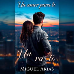 A captivating cover design featuring a young man viewed from behind, with a young woman affectionately holding him from behind, showcasing a tender moment