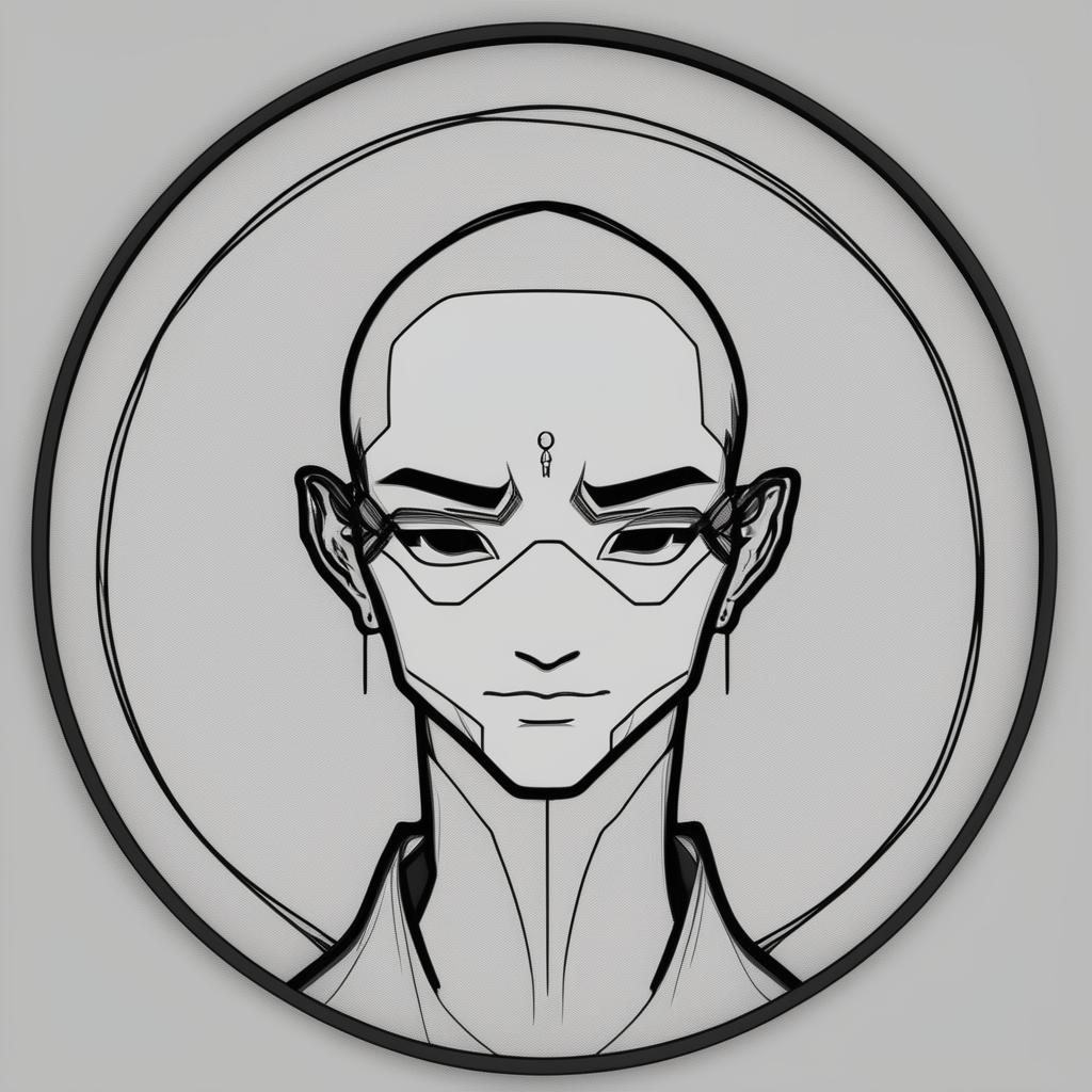 A high-quality digital art piece featuring a minimalist outline of an avatar