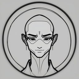 A high-quality digital art piece featuring a minimalist outline of an avatar