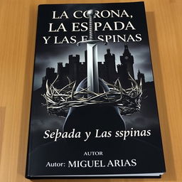 A striking book cover featuring a crown made of intertwining thorns, dramatically pierced by a sharp sword