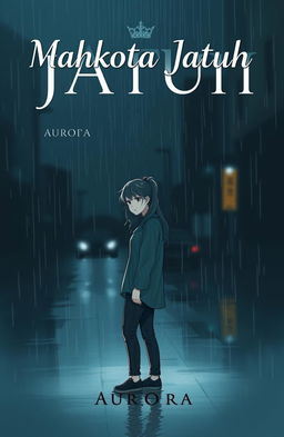 A moody and dark book cover illustration for the title 'Mahkota Jatuh'