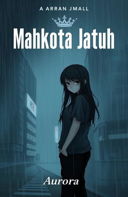 A moody and dark book cover illustration for the title 'Mahkota Jatuh'