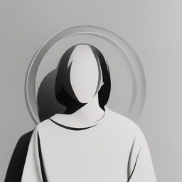 A minimalist digital art piece featuring a shadowed avatar, devoid of details, centrally positioned within a circular frame