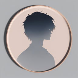 A minimalist digital art piece featuring a shadowed avatar, devoid of details, centrally positioned within a circular frame