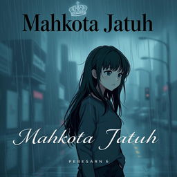 A moody and dark book cover illustration for the title 'Mahkota Jatuh'
