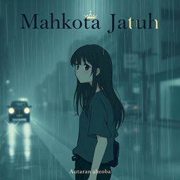A moody and dark book cover illustration for the title 'Mahkota Jatuh'