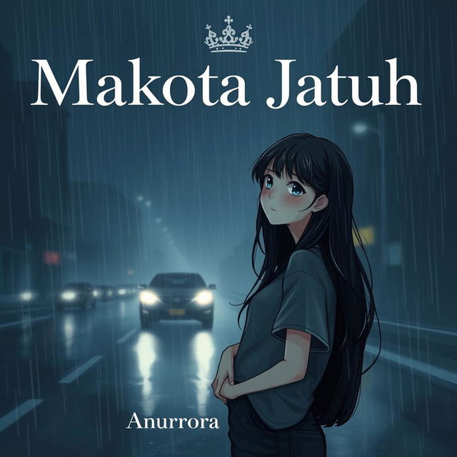 A moody and dark book cover illustration for the title 'Mahkota Jatuh'