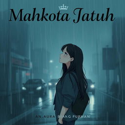 A moody and dark book cover illustration for the title 'Mahkota Jatuh'