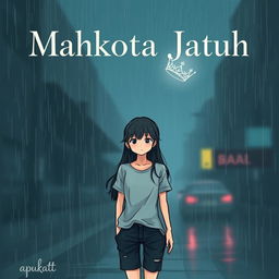A moody and dark book cover illustration for the title 'Mahkota Jatuh'