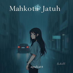 A moody and dark book cover illustration for the title 'Mahkota Jatuh'