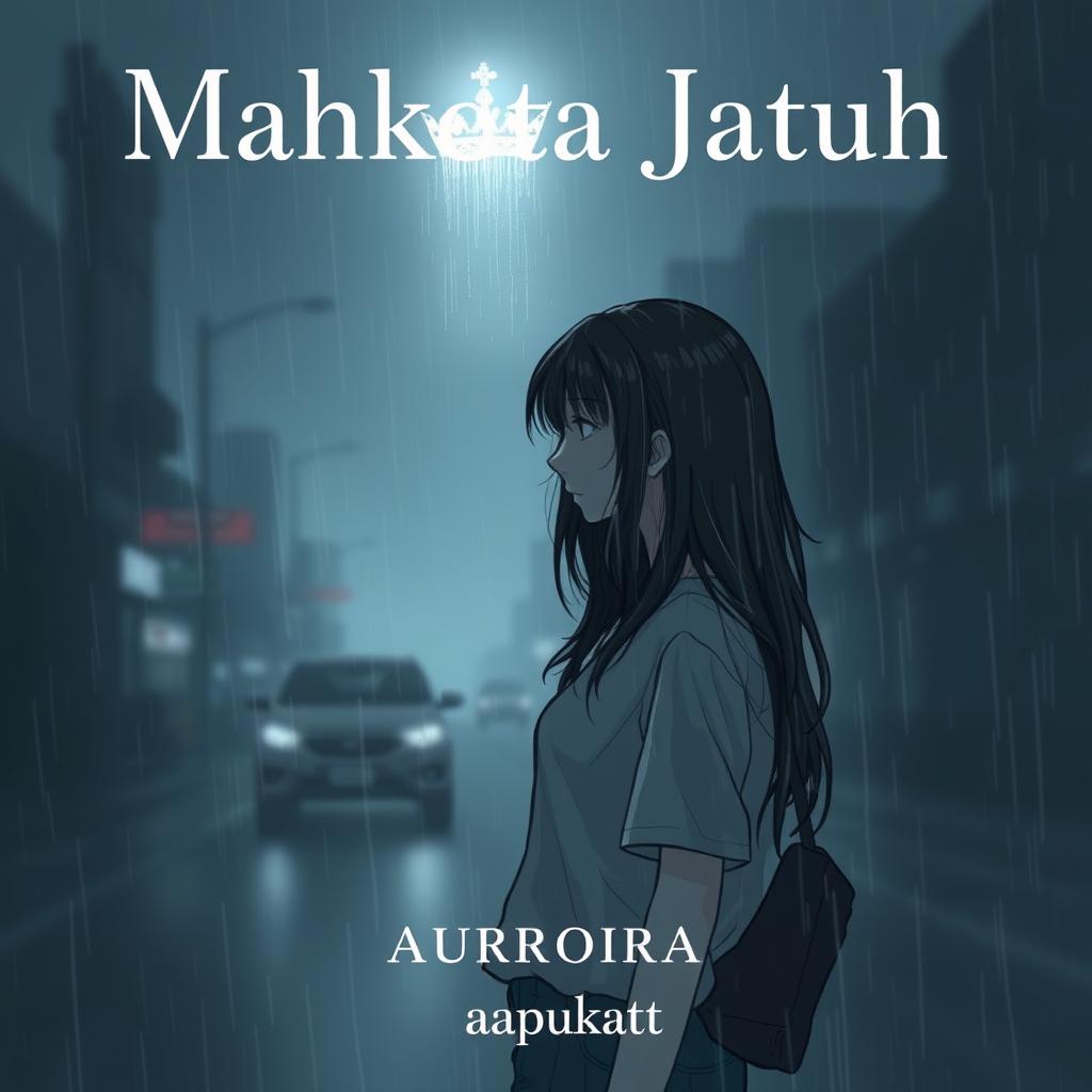 A moody and dark book cover illustration for the title 'Mahkota Jatuh'