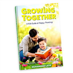 An engaging book cover for 'Growing Together: A Kid's Guide to Happy Parenting' by Muhammad Latif