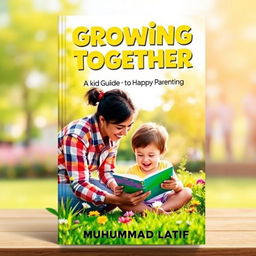 An engaging book cover for 'Growing Together: A Kid's Guide to Happy Parenting' by Muhammad Latif