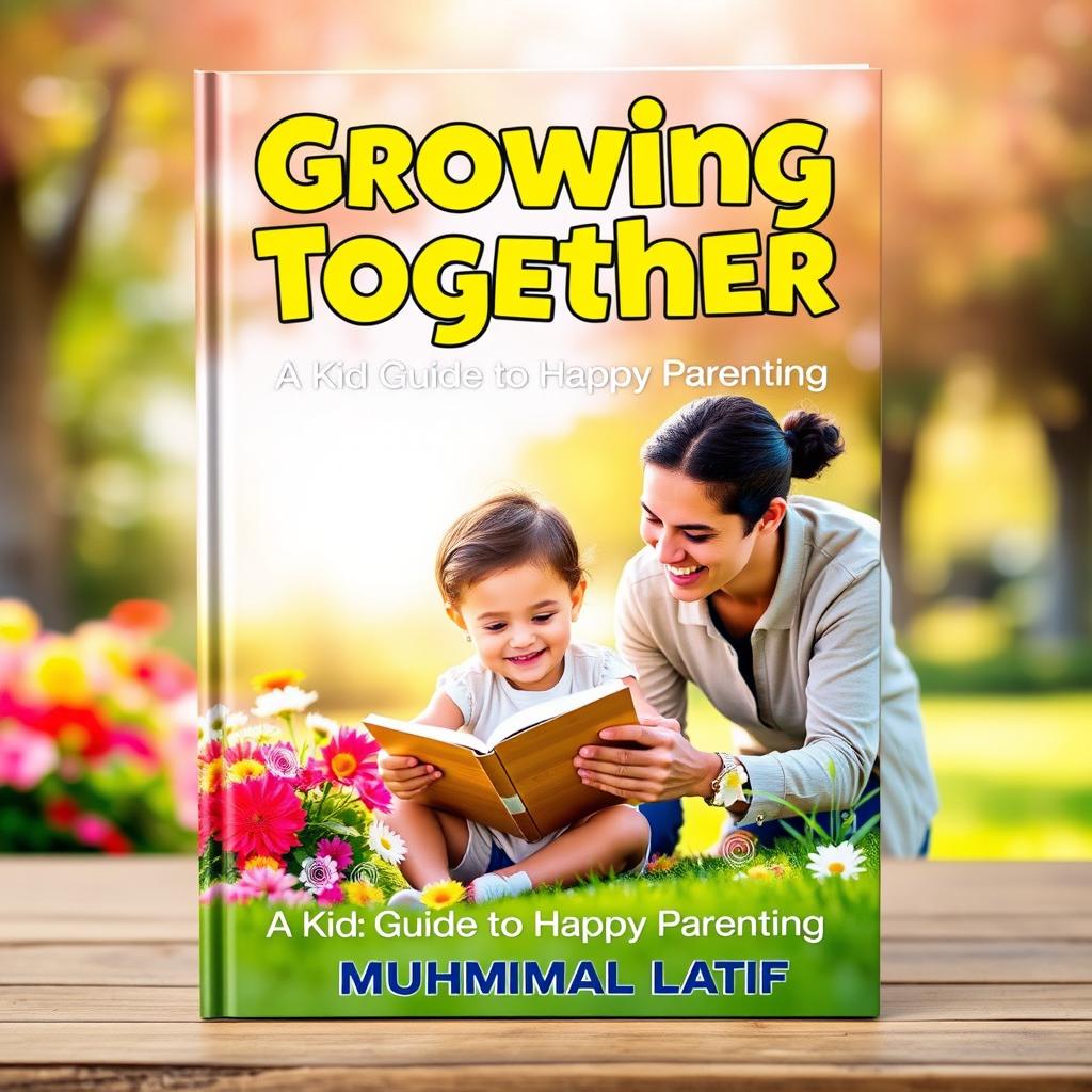 An engaging book cover for 'Growing Together: A Kid's Guide to Happy Parenting' by Muhammad Latif