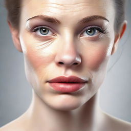 A high-quality digital art image depicts a pale-skinned European woman with captivating light eyes