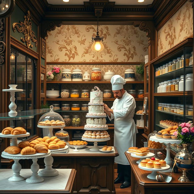 A charming 19th-century pastry chef's shop filled with delectable treats