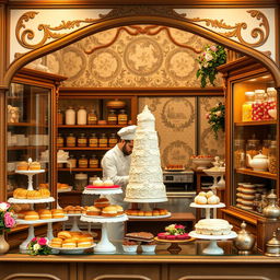 A charming 19th-century pastry chef's shop filled with delectable treats