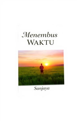 A book cover design for an A5 size book titled 'Menembus Waktu' by the author Sanjaya