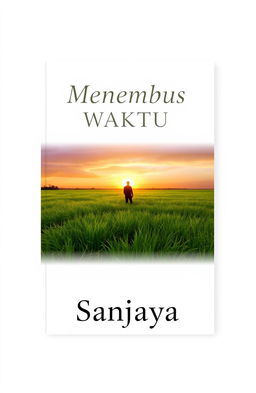 A book cover design for an A5 size book titled 'Menembus Waktu' by the author Sanjaya
