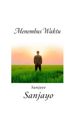 A book cover design for an A5 size book titled 'Menembus Waktu' by the author Sanjaya