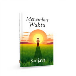 A book cover design for an A5 size book titled 'Menembus Waktu' by the author Sanjaya