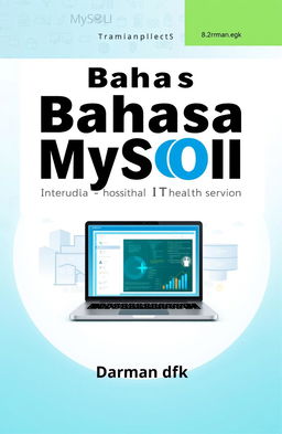 A book cover design for the title "Bahasa MySQL Basis Data Kasus Rawat Jalan Rumah Sakit" authored by Darman and others