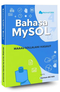 A book cover design for an A4-sized book titled "Bahasa MySQL Basis Data Kasus Rawat Jalan Rumah Sakit" by Darman dkk