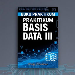 An A4 book cover design for 'Buku Praktikum Basis Data II' by author Dedy Hartama