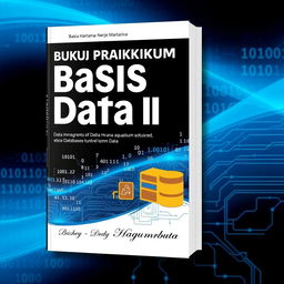 An A4 book cover design for 'Buku Praktikum Basis Data II' by author Dedy Hartama