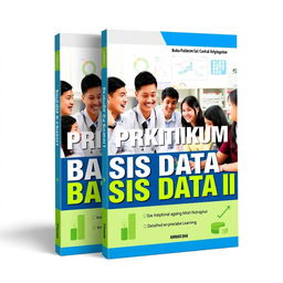 A book cover design for an A4-sized book titled "Buku Praktikum Basis Data II" by Ammar dkk