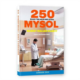 A book cover design for an A4-sized book titled '250 Perintah MySQL Kasus Rawat Jalan Rumah Sakit' by Damar dkk