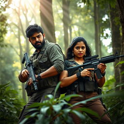 Telugu hero Sri Vishnu and actress Ashika Ranganath depicted as naxalites in a dense forest setting