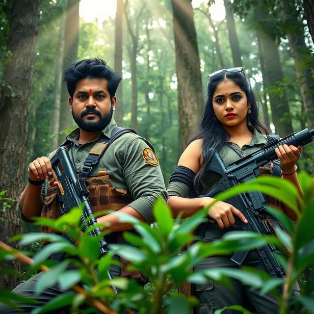 Telugu hero Sri Vishnu and actress Ashika Ranganath depicted as naxalites in a dense forest setting