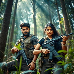 Telugu hero Sri Vishnu and actress Ashika Ranganath depicted as naxalites in a dense forest setting