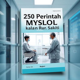 A book cover design for an A4 format with the title '250 Perintah MySQL kasus Rawat Jalan Rumah Sakit' prominently displayed at the top