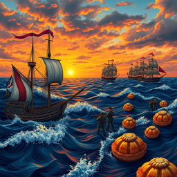 An artistic representation of the Pastry War, depicting a dramatic scene of 19th-century French and Mexican naval forces clashing at sea