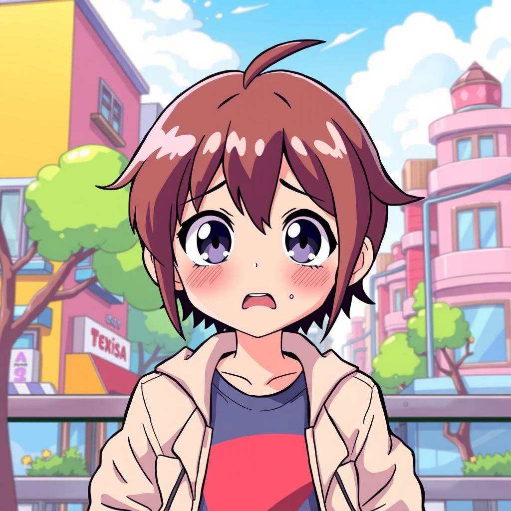 A vibrant anime-style illustration of a confused person